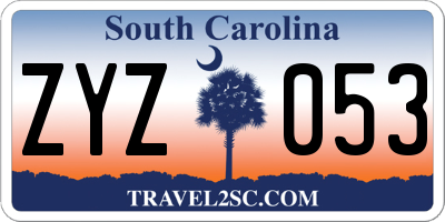 SC license plate ZYZ053