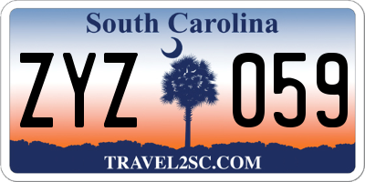 SC license plate ZYZ059