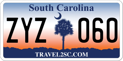 SC license plate ZYZ060