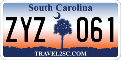 SC license plate ZYZ061