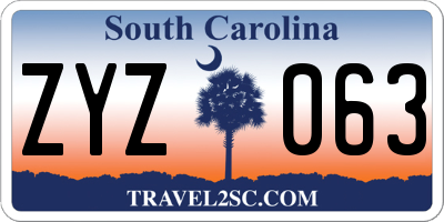 SC license plate ZYZ063