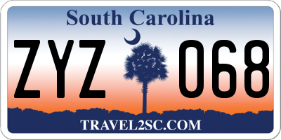 SC license plate ZYZ068