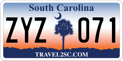SC license plate ZYZ071