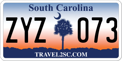 SC license plate ZYZ073