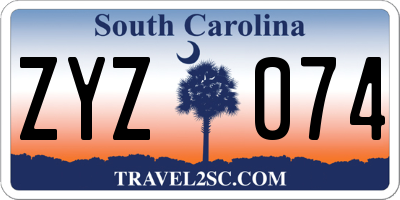 SC license plate ZYZ074