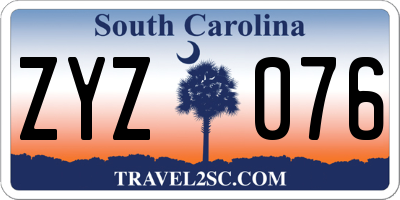 SC license plate ZYZ076