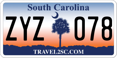 SC license plate ZYZ078