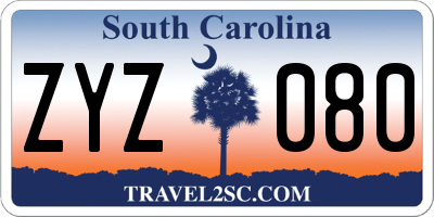 SC license plate ZYZ080