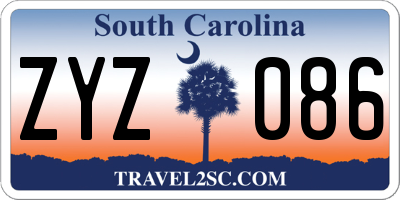 SC license plate ZYZ086