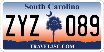 SC license plate ZYZ089