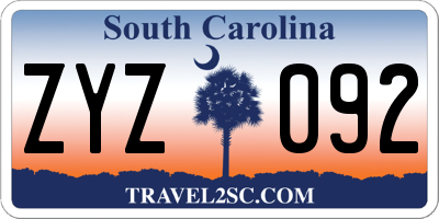 SC license plate ZYZ092