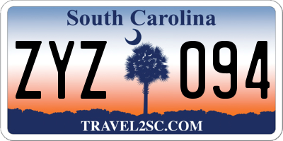 SC license plate ZYZ094