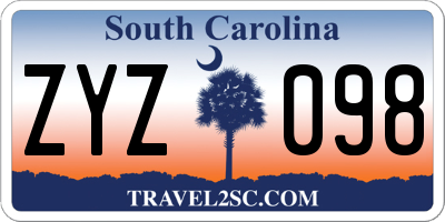 SC license plate ZYZ098