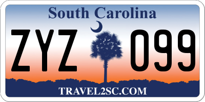 SC license plate ZYZ099