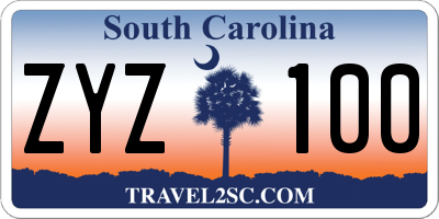 SC license plate ZYZ100