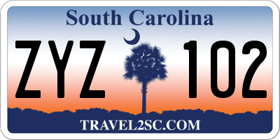 SC license plate ZYZ102