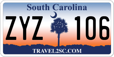 SC license plate ZYZ106