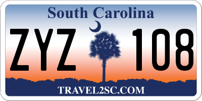 SC license plate ZYZ108