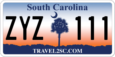 SC license plate ZYZ111