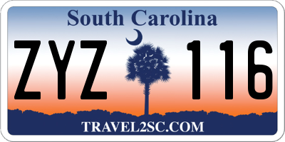 SC license plate ZYZ116