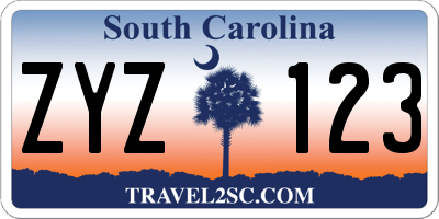 SC license plate ZYZ123