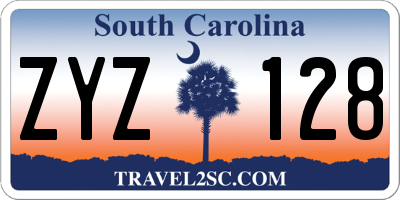 SC license plate ZYZ128