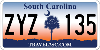 SC license plate ZYZ135