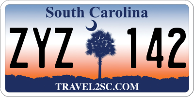SC license plate ZYZ142