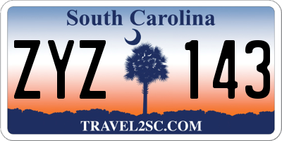 SC license plate ZYZ143