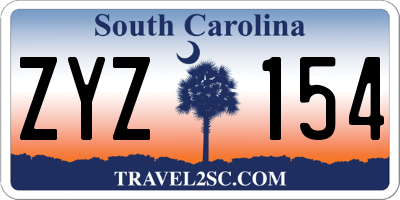 SC license plate ZYZ154