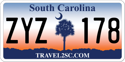SC license plate ZYZ178