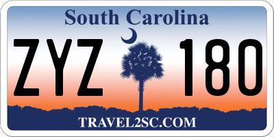 SC license plate ZYZ180