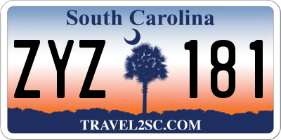 SC license plate ZYZ181