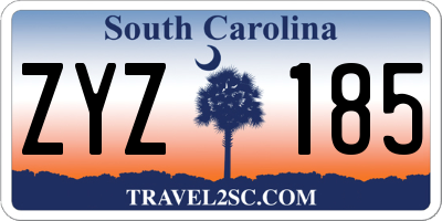 SC license plate ZYZ185