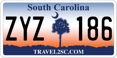 SC license plate ZYZ186