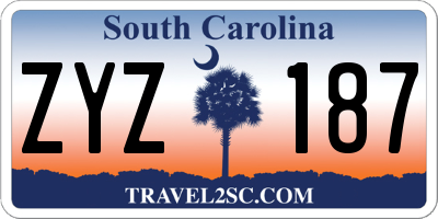 SC license plate ZYZ187