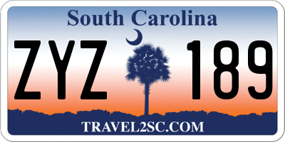 SC license plate ZYZ189