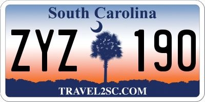 SC license plate ZYZ190