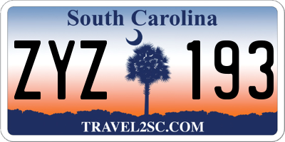SC license plate ZYZ193