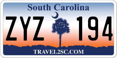 SC license plate ZYZ194