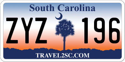 SC license plate ZYZ196