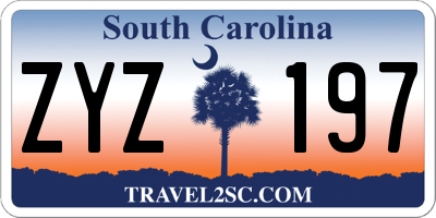 SC license plate ZYZ197