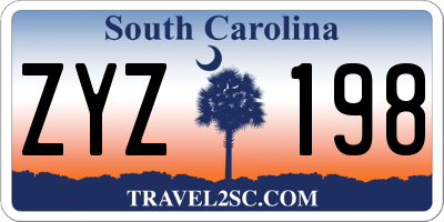 SC license plate ZYZ198