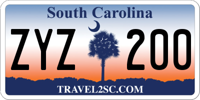 SC license plate ZYZ200