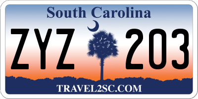 SC license plate ZYZ203