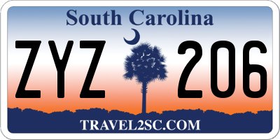 SC license plate ZYZ206