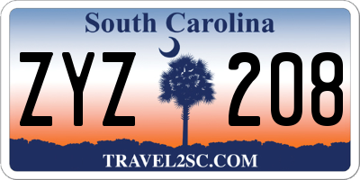 SC license plate ZYZ208