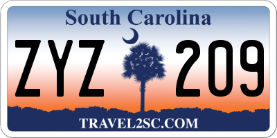 SC license plate ZYZ209