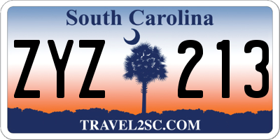 SC license plate ZYZ213