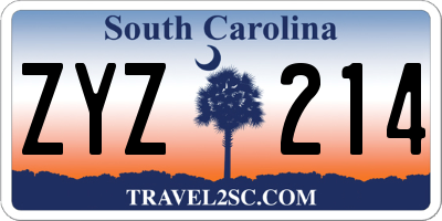 SC license plate ZYZ214